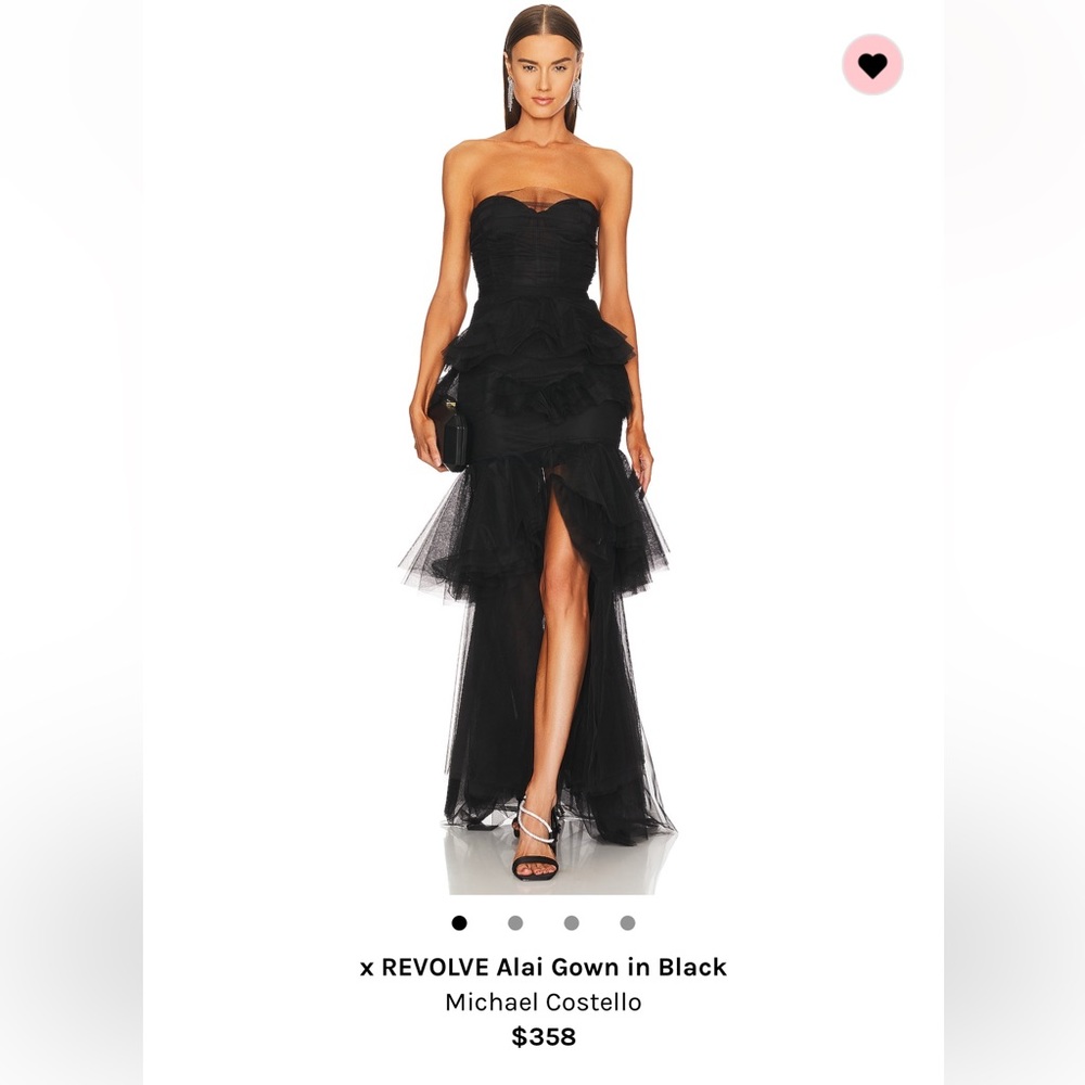 Michael Costello X REVOLVE Alai gown, black tulle, size xs, worn once